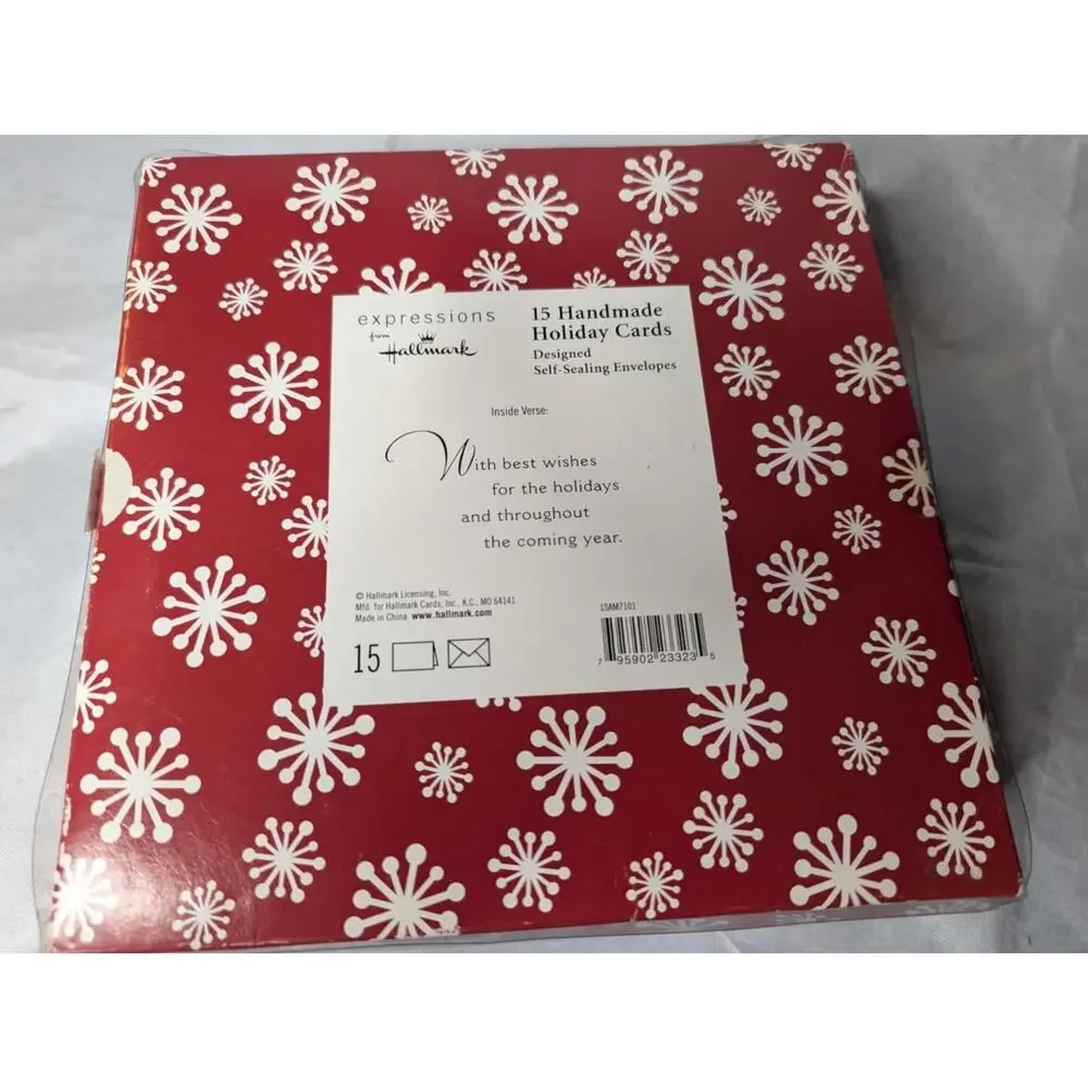 12 Elegant White Wreath Gold Embossed Hallmark Season Greetings Christmas Cards